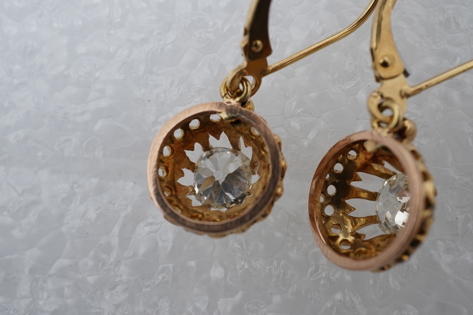 A pair of diamond earrings, late 19th century